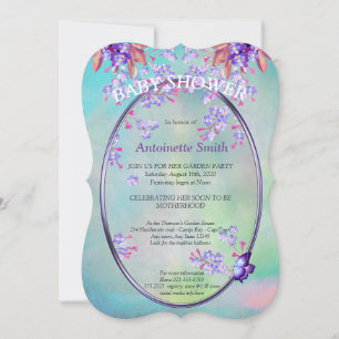 Lilac Purple Forget-me-not flowers Baby Shower Invitation