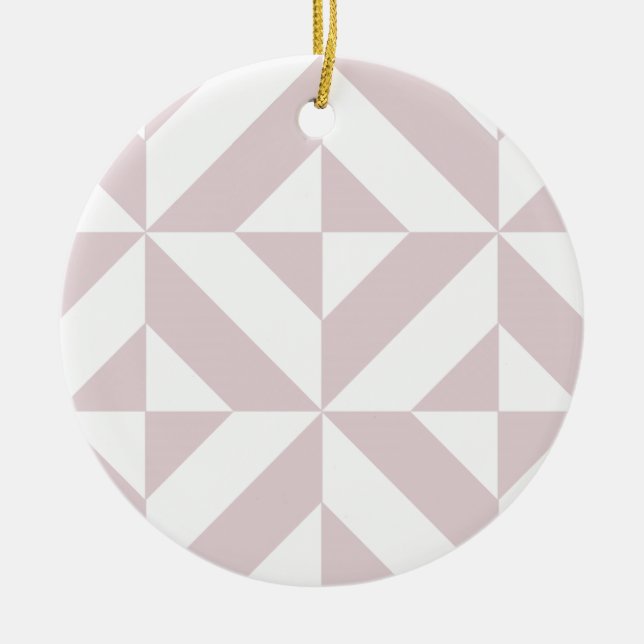 Lilac Purple Geometric Deco Cube Pattern Ceramic Tree Decoration (Front)
