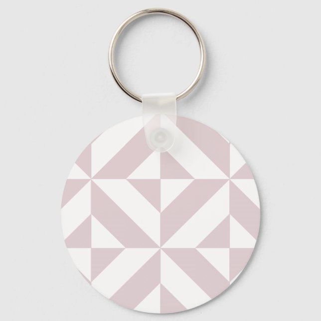 Lilac Purple Geometric Deco Cube Pattern Key Ring (Front)
