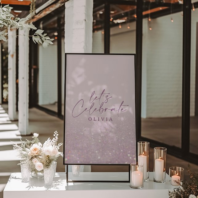 Lilac purple glitter elegant birthday brunch chic photo print (Creator Uploaded)