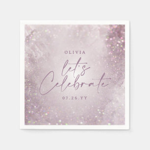 Lilac purple glitter elegant birthday party decor napkin