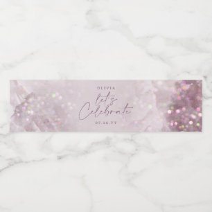 Lilac purple glitter elegant birthday party girly water bottle label
