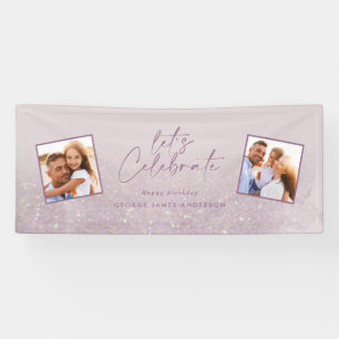 Lilac purple glitter elegant birthday photo Banner