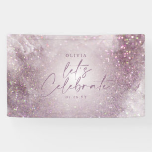 Lilac purple glitter elegant birthday unique banne banner