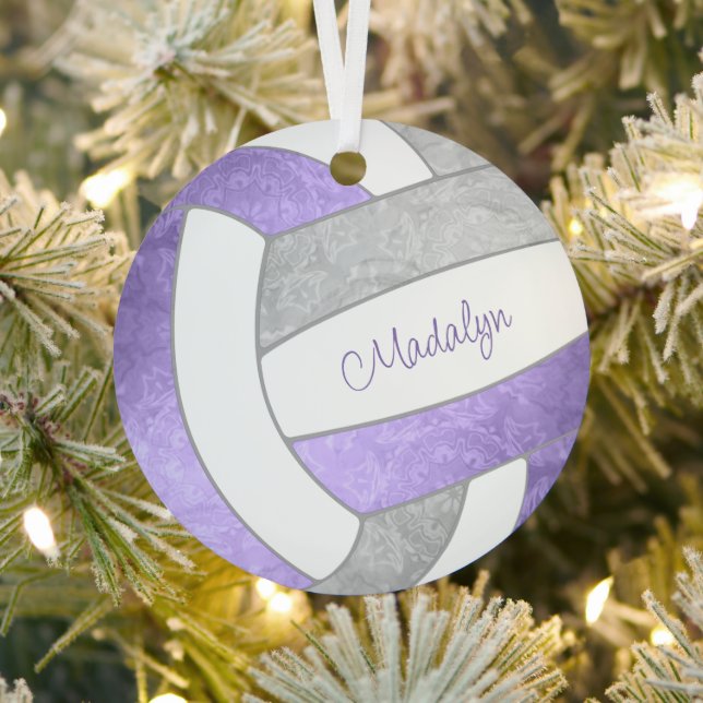 lilac purple gray keepsake volleyball gifts metal tree decoration (Insitu)