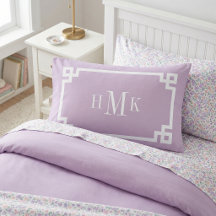 Lilac Purple Greek Key Monogram Pair of Standard