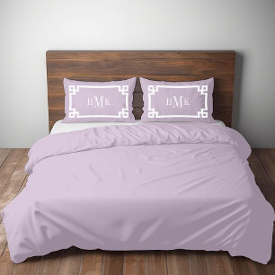 Lilac Purple Greek Key Monogram Standard Pillowcase