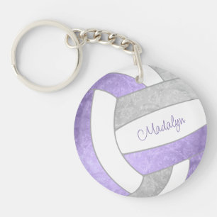 lilac purple grey custom name volleyball gifts key ring
