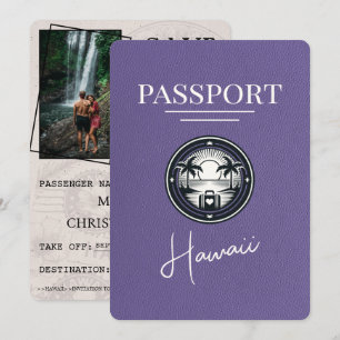 Lilac Purple Hawaii Passport Save The Date
