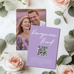 Lilac Purple Honeymoon Fund with Couple Photo Enclosure Card