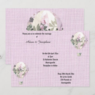 LILAC PURPLE HOT AIR BALLOON ELEGANT WEDDING INVITATION