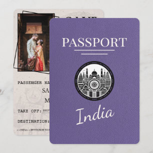 Lilac Purple India Passport Save The Date