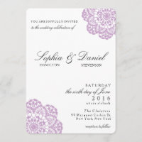 Lilac Purple Lace Doily Wedding Invitation