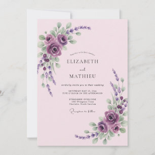 Lilac Purple Lavender Eucalyptus Wedding Invitation