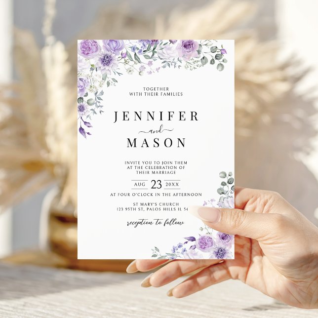 Lilac Purple Lavender Floral Wedding Invitation (Creator Uploaded)