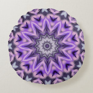 Lilac purple mandala round cushion