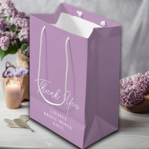 Lilac Purple Minimalist Bridal Shower Thank You Medium Gift Bag