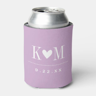 Lilac Purple Modern Wedding Monogram Can Cooler