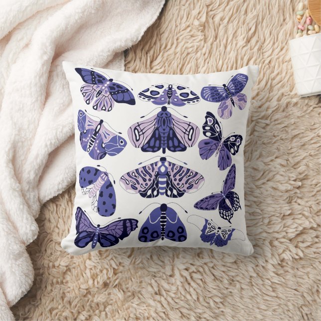 Lilac Purple Moth and Butterfly Cushion (Blanket)