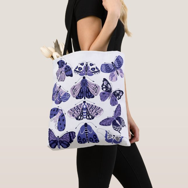 Lilac Purple Moth and Butterfly  Tote Bag (Close Up)