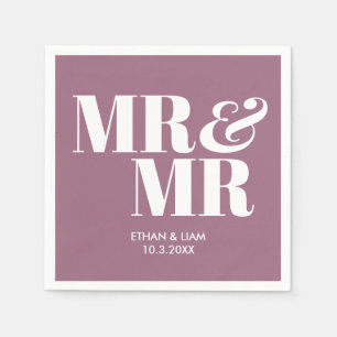 Lilac Purple Mr & Mr Personalised Wedding Napkins