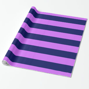 Lilac Purple, Navy Blue XL Stripes Pattern V Wrapping Paper