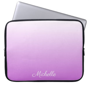 Lilac purple ombre personalised name laptop sleeve