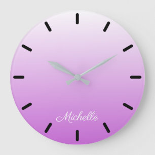 Lilac purple ombre personalised name large clock