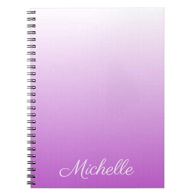 Lilac purple ombre personalised name notebook (Front)