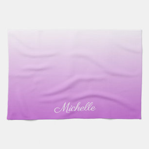 Lilac purple ombre personalised name tea towel