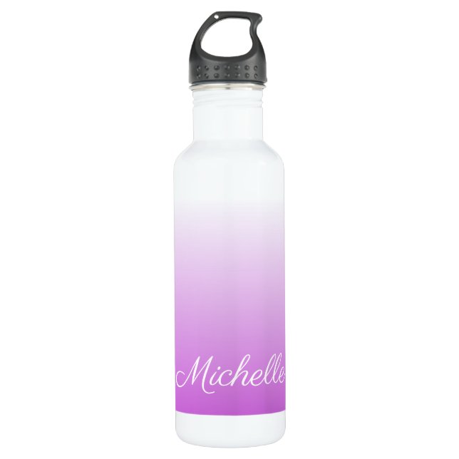 Lilac purple ombre personalized name 710 ml water bottle (Front)