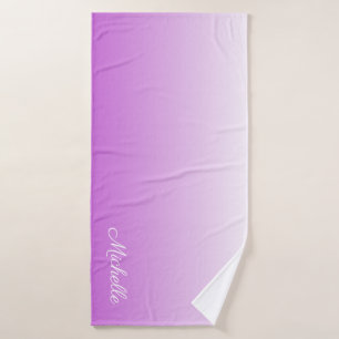 Lilac purple ombre personalized name bath towel
