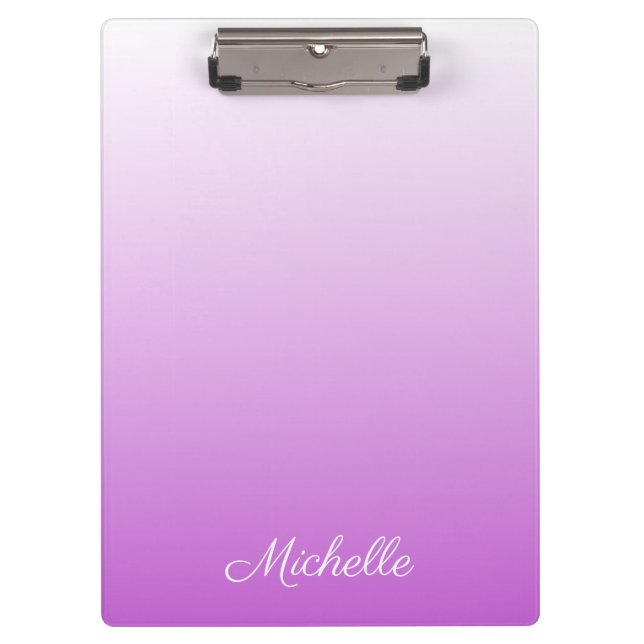 Lilac purple ombre personalized name clipboard (Front)