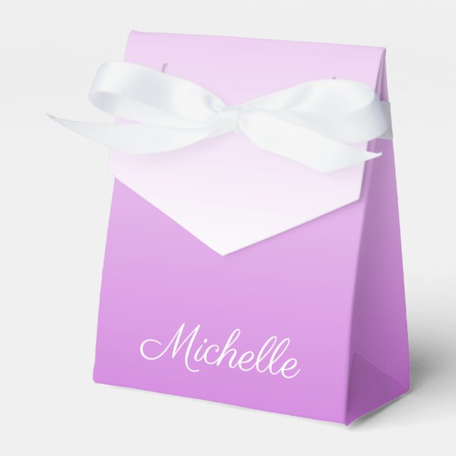 Lilac purple ombre personalized name favour box (Front Side)