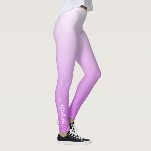 Lilac purple ombre personalized name leggings (Right)
