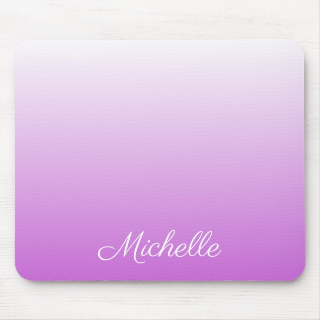 Lilac purple ombre personalized name mouse mat (Front)