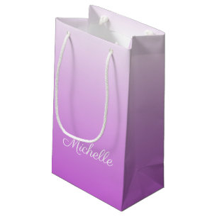 Lilac purple ombre personalized name small gift bag