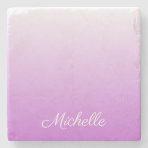 Lilac purple ombre personalized name stone coaster