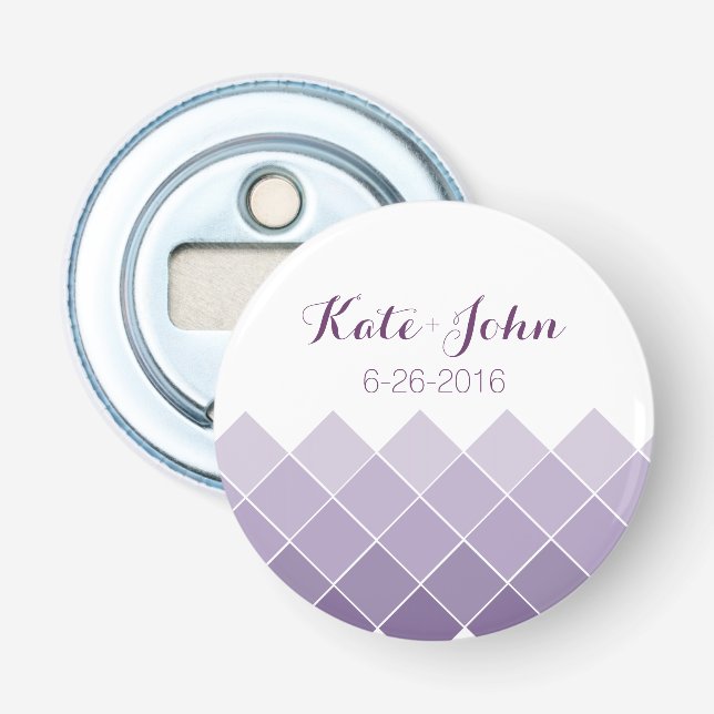 Lilac Purple Ombre Wedding Bottle Opener (Front)