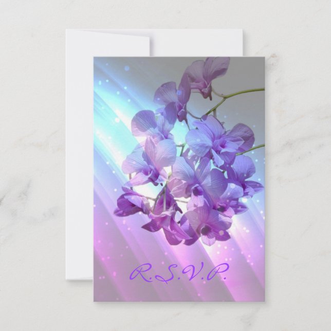 lilac purple orchid wedding RSVP response (Front)