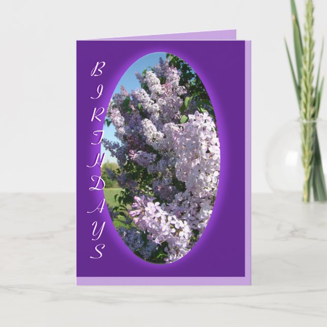 Lilac Purple Oval Birthday- customise any occasion Card (Front)
