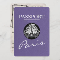 Lilac Purple Paris Passport Save The Date