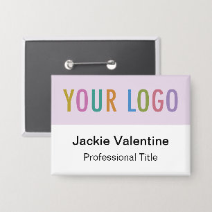 Lilac Purple Pin Back Badge with Logo Name Button