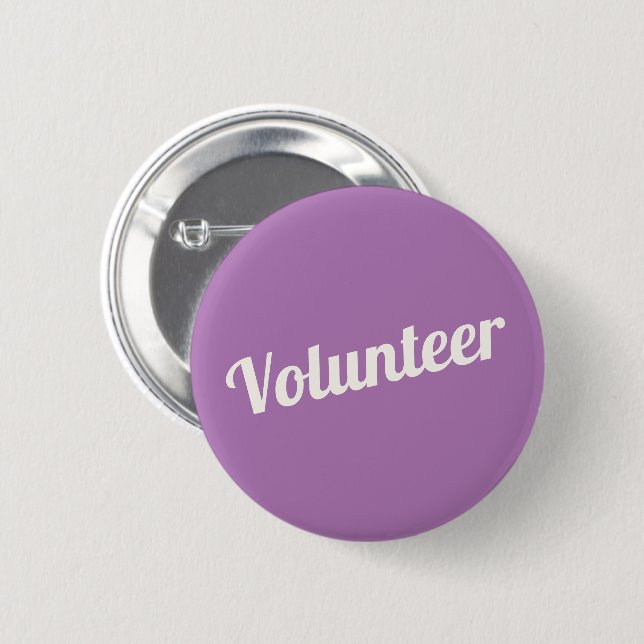 Lilac Purple Pin-back Volunteer Buttons (Front & Back)