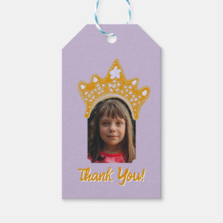 Lilac Purple Princess Crown Floral Photo Birthday Gift Tags