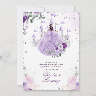 Lilac Purple Princess Fairytale Castle Quinceanera Invitation