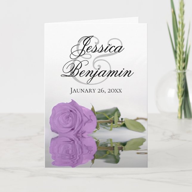 Lilac Purple Rose Elegant Romantic Photo Wedding Invitation (Front)