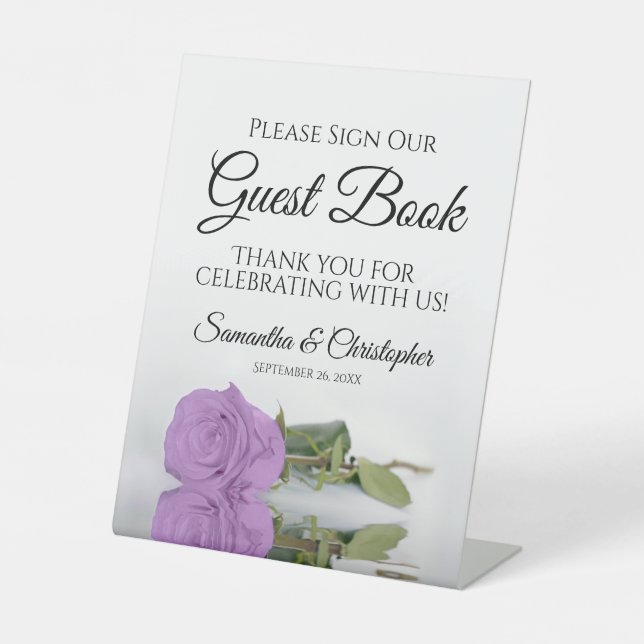 Lilac Purple Rose Please Sign Our Guest Book (Front)