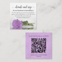 Lilac Purple Rose Wedding Details & RSVP QR Code