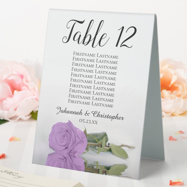 Lilac Purple Rose Wedding Number Seating Chart (In SItu (Wedding))